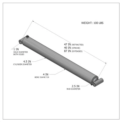 Obtokový hydraulický valec (4 x 2,5 x 40)